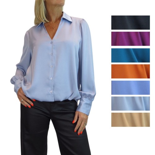 Damen satin shirt langarm - damen,
