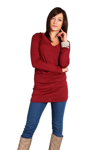Damen langarm minikleid shirt - langarm,