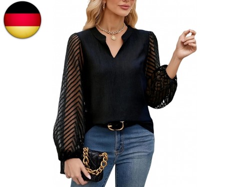 Damen chiffon bluse langarm - chiffon,